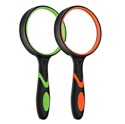 Eco-Friendly 2-Set 75mm Hand-Held Reading Magnifier with Non-Slip Rubber Collection