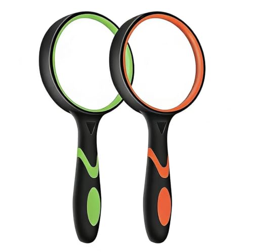 Eco-Friendly 2-Set 75mm Hand-Held Reading Magnifier with Non-Slip Rubber Collection