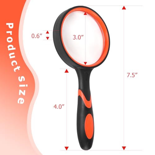 Eco-Friendly 2-Set 75mm Hand-Held Reading Magnifier with Non-Slip Rubber Collection