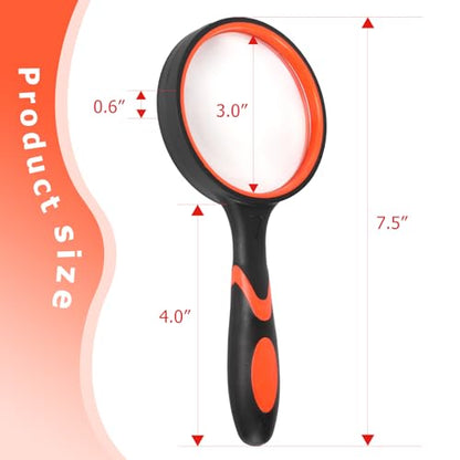 Eco-Friendly 2-Set 75mm Hand-Held Reading Magnifier with Non-Slip Rubber Collection