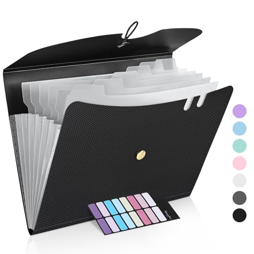 Minimalist Sooez 7 Pocket Expanding File Folder, upgraded Accordion File Organizer, Kit
