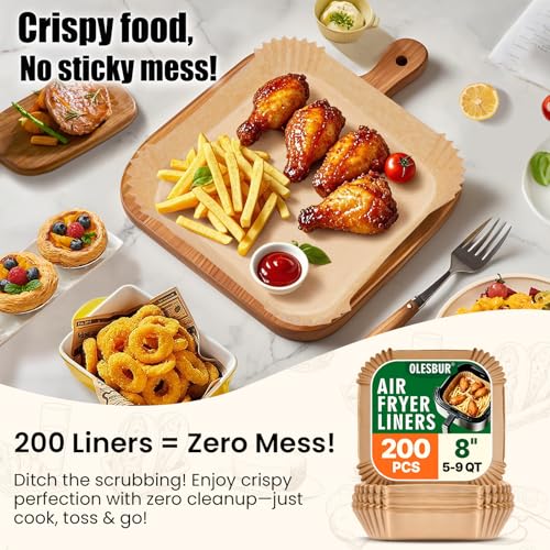 Classic OLESBUR Air Fryer Liners Disposable, 200Pcs 8 Essentials