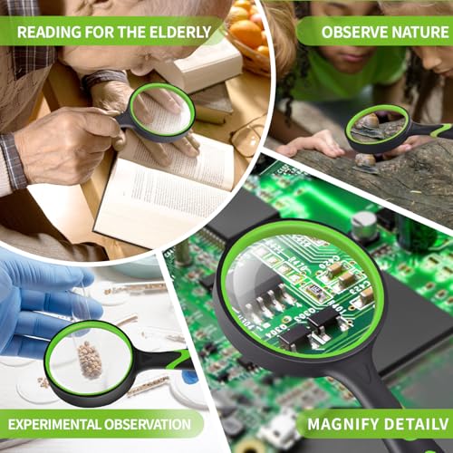 Eco-Friendly 2-Set 75mm Hand-Held Reading Magnifier with Non-Slip Rubber Collection
